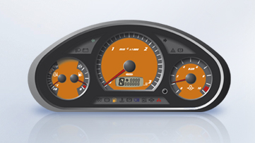 Digital indication of hour counter, odometer, trip odometer, trip hour counter, clock and gear shift.